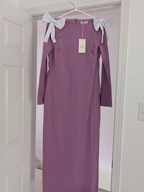 ASOS Lilac Maxi Dress with White Shoulder Bows
